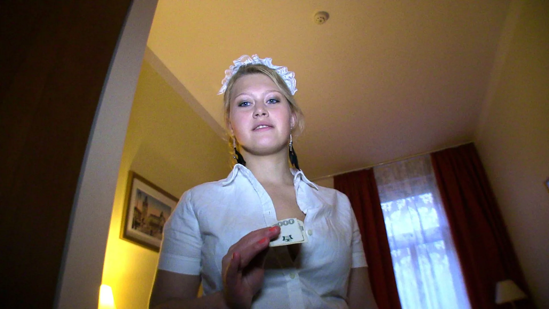 Hotel Maid Gets The Tip Of Stranger's Cock In Her Pussy - Public Agent